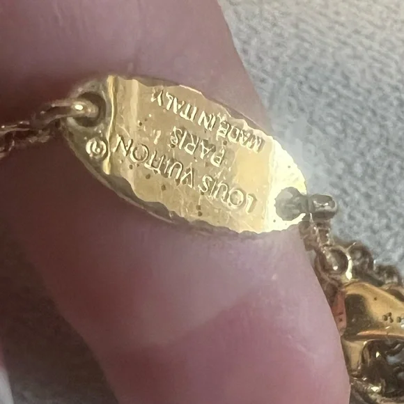 Louis Vuitton loulougram crystal Gold Pendant Necklace